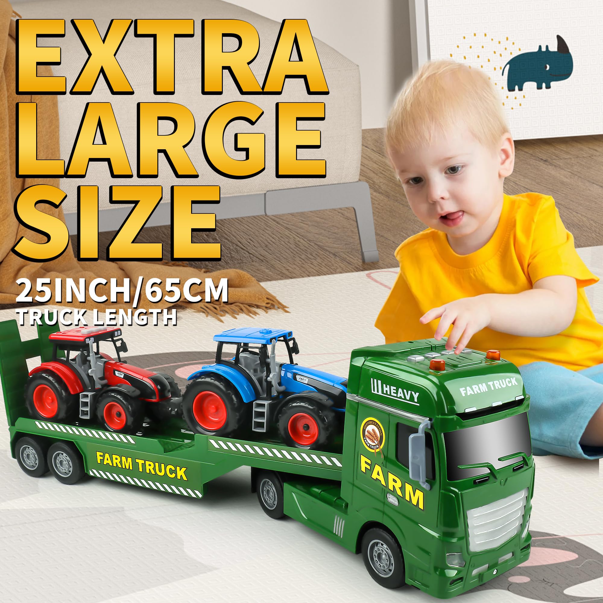 Dwi Dowellin tractor and trailer play set featuring included farm vehicles