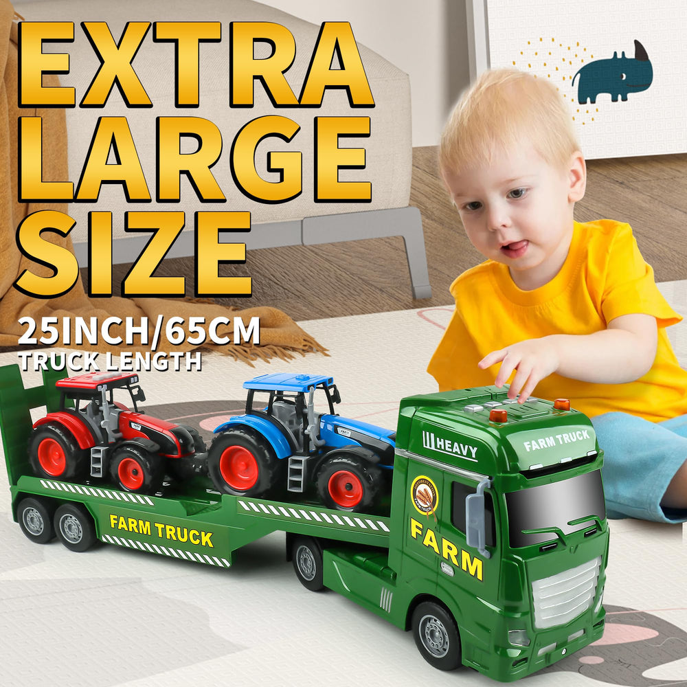 Dwi Dowellin tractor and trailer play set featuring included farm vehicles