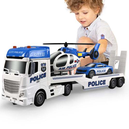 Dwi Dowellin semi-truck playset for imaginative transport play and coordination