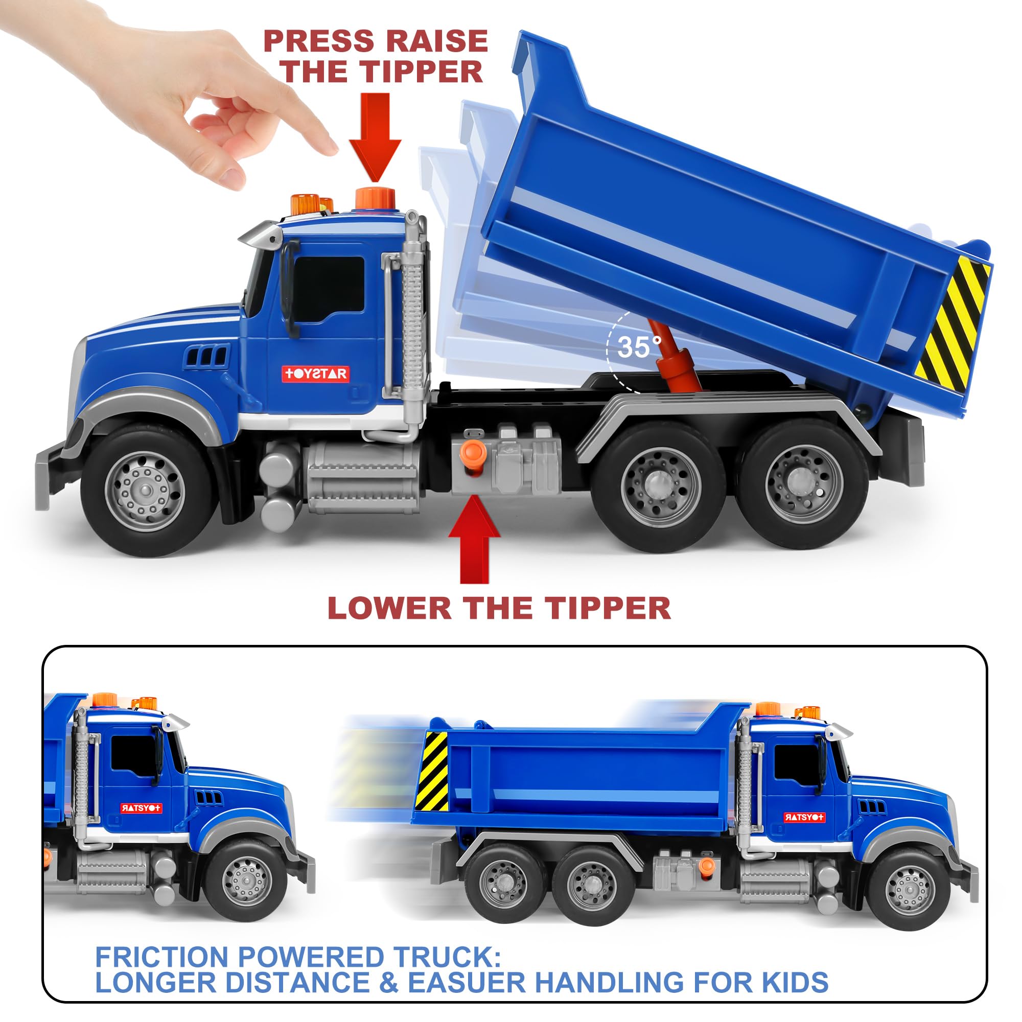 Dwi Dowellin Toddler Truck side view showing the dump bed for pretend construction