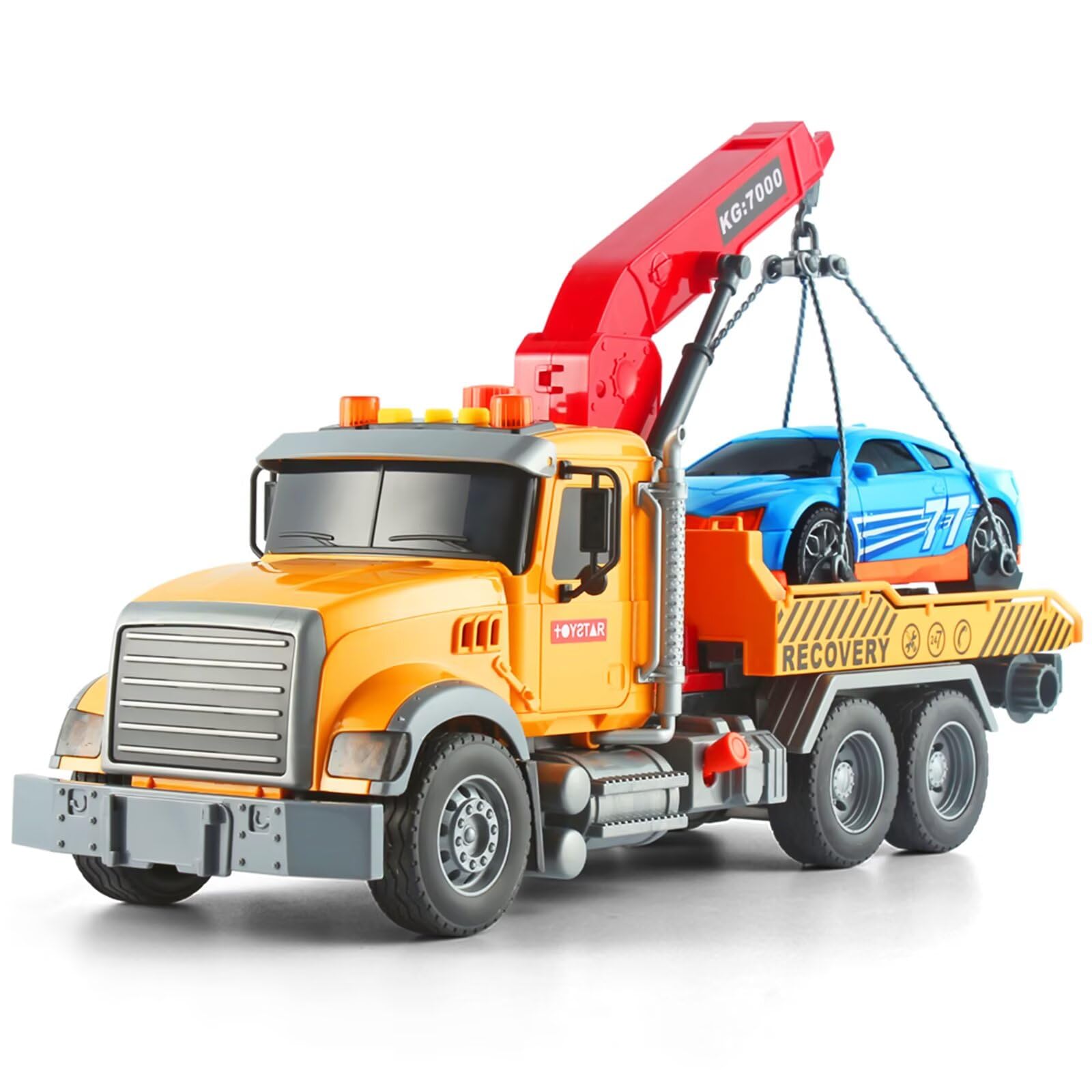 Dwi Dowellin tow truck toy front view with interactive lights and sounds