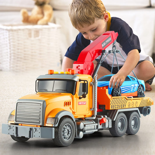 Dwi Dowellin tow truck toy side view showing extending arm