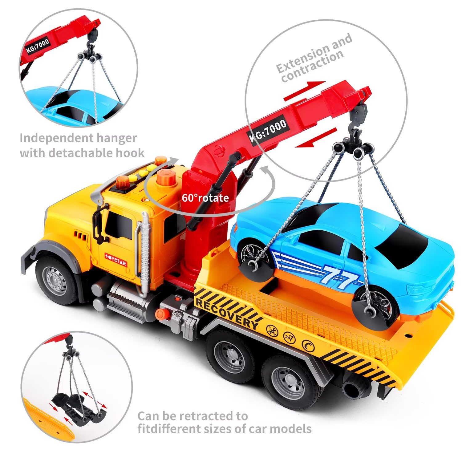Dwi Dowellin tow truck toy top view with roof buttons