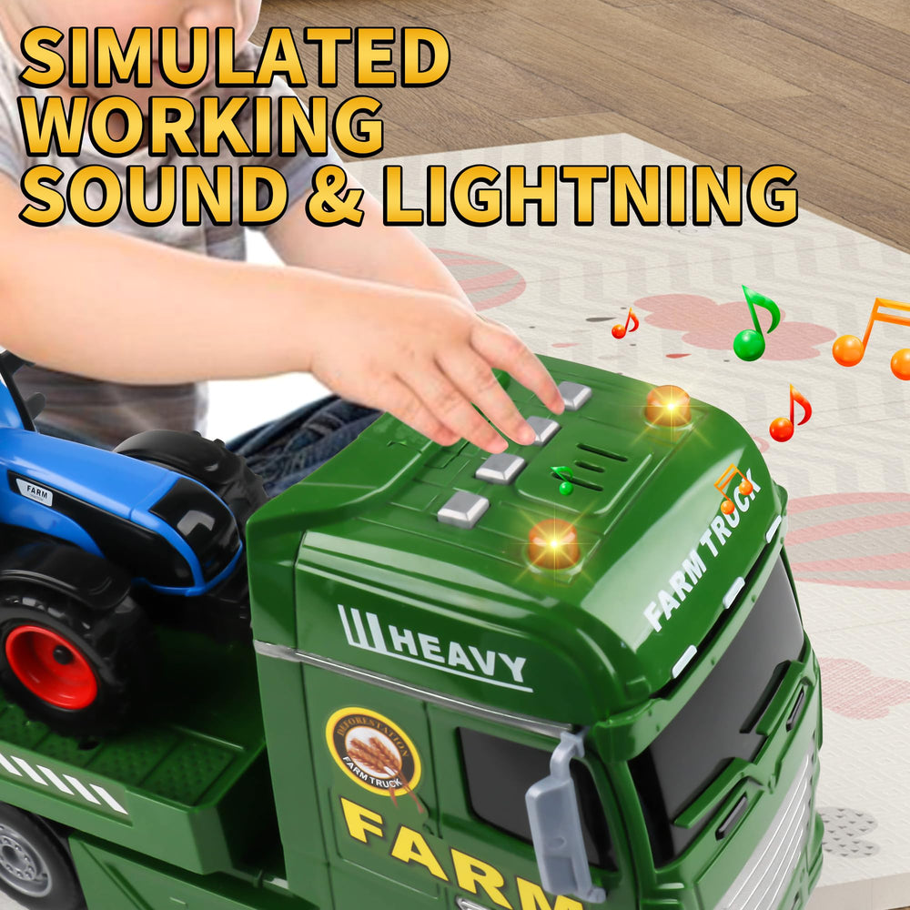 Dwi Dowellin tractor and trailer play set with flashing lights and horns for pretend transport