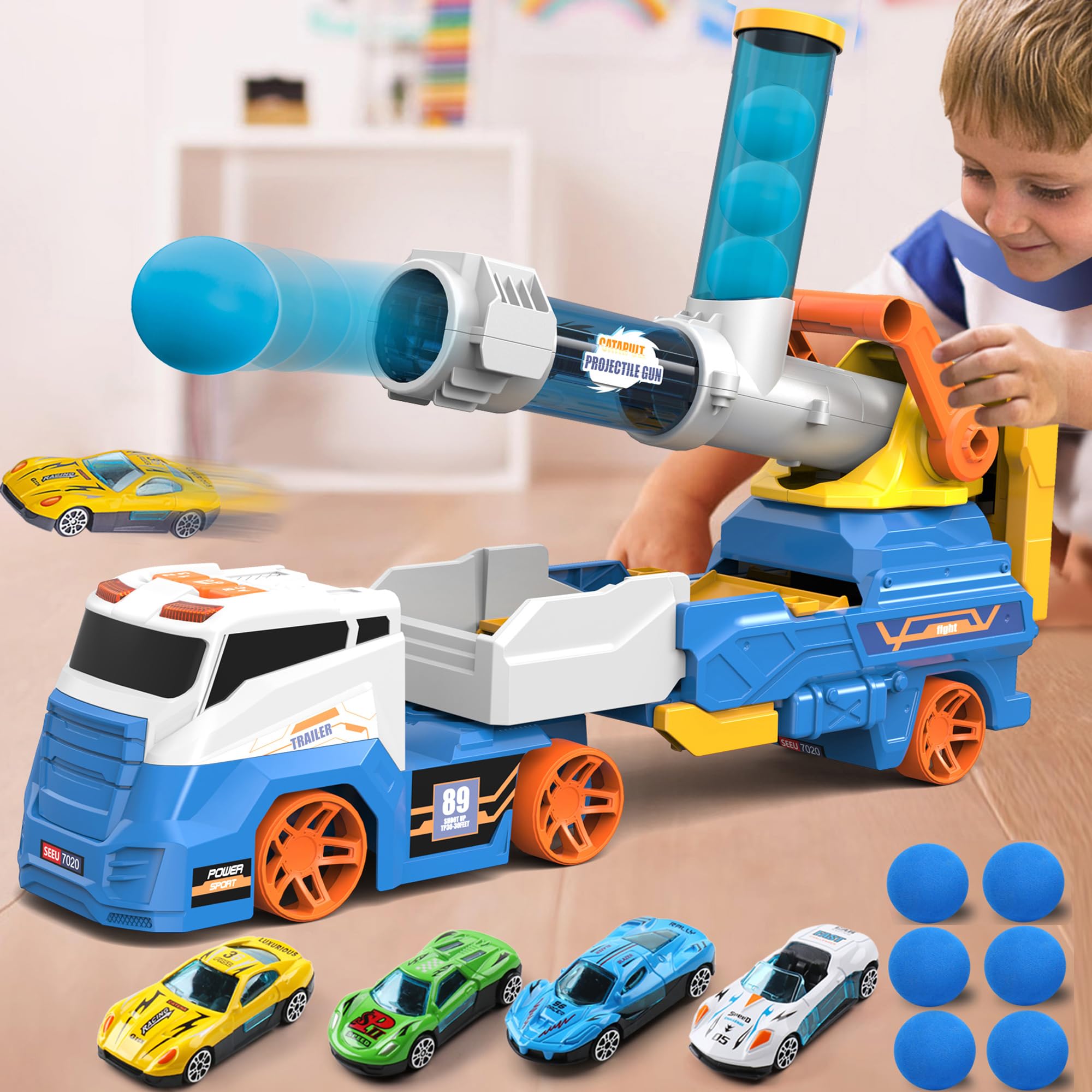 Dwi Dowellin truck toy race cars accelerate kids toward friendly competition