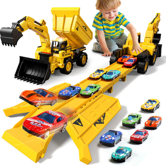 DWIRCTOYS construction truck with track launcher boosts imaginative play and coordination