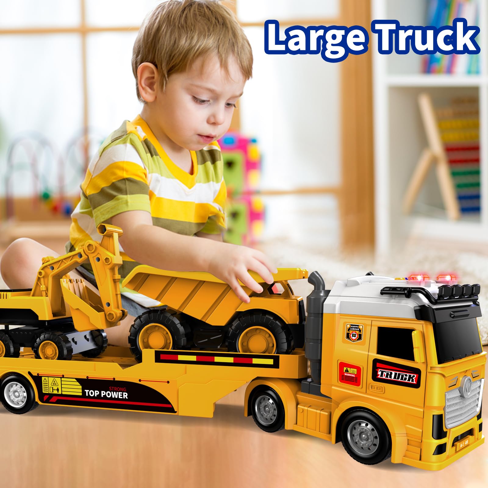 DWIRCTOYS dump truck tailgate lift enables realistic loading actions