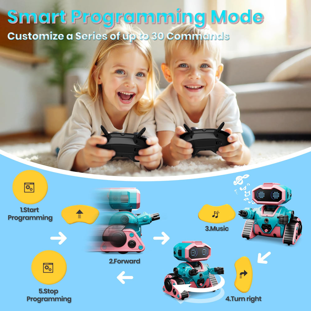 DWIRCTOYS programmable robot demonstrating custom action sequences.