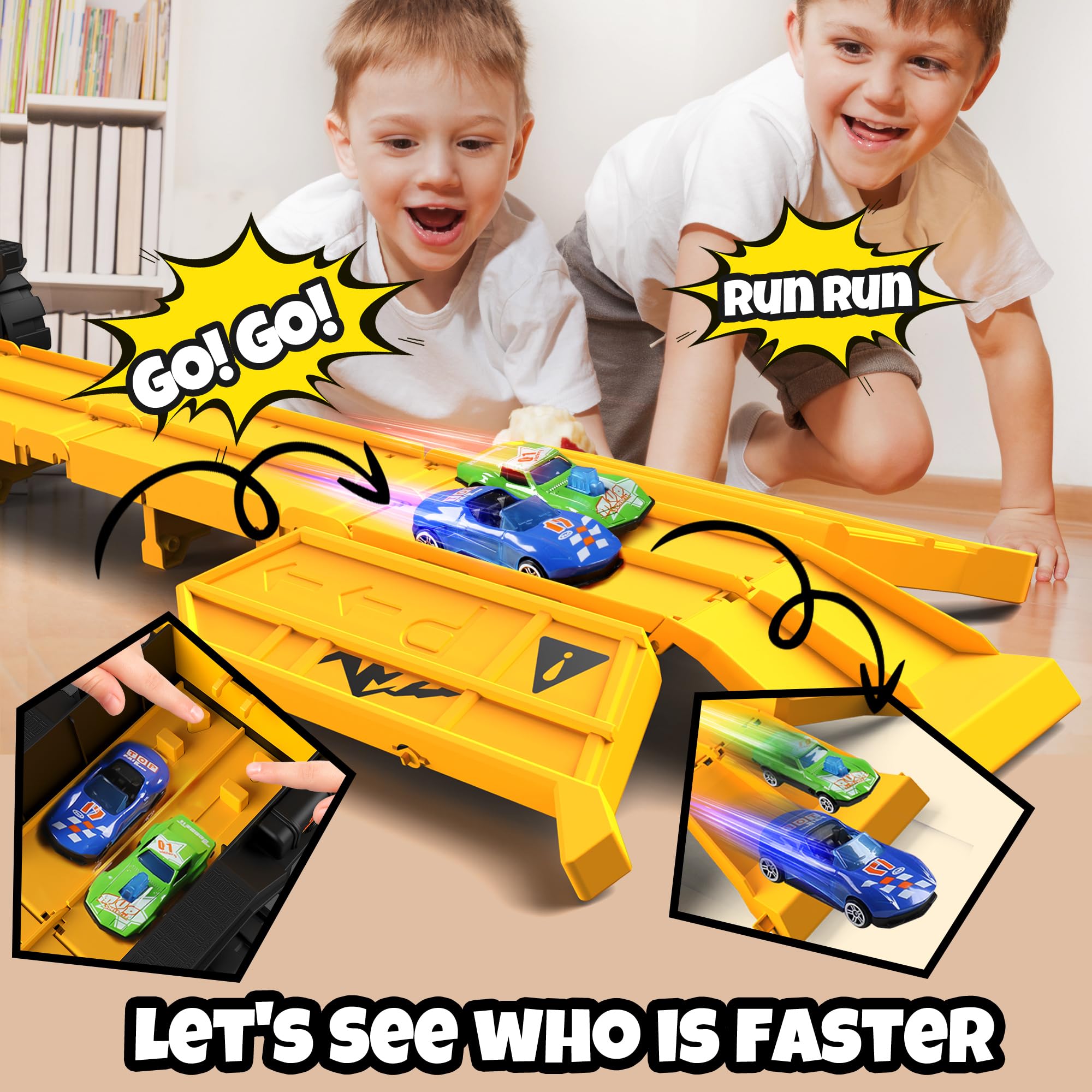 DWIRCTOYS storage dump truck demonstrates dual storage and quick transform