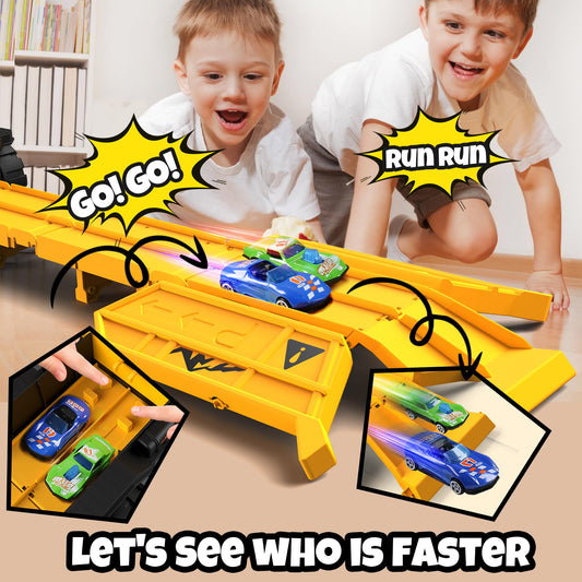 DWIRCTOYS storage dump truck demonstrates dual storage and quick transform