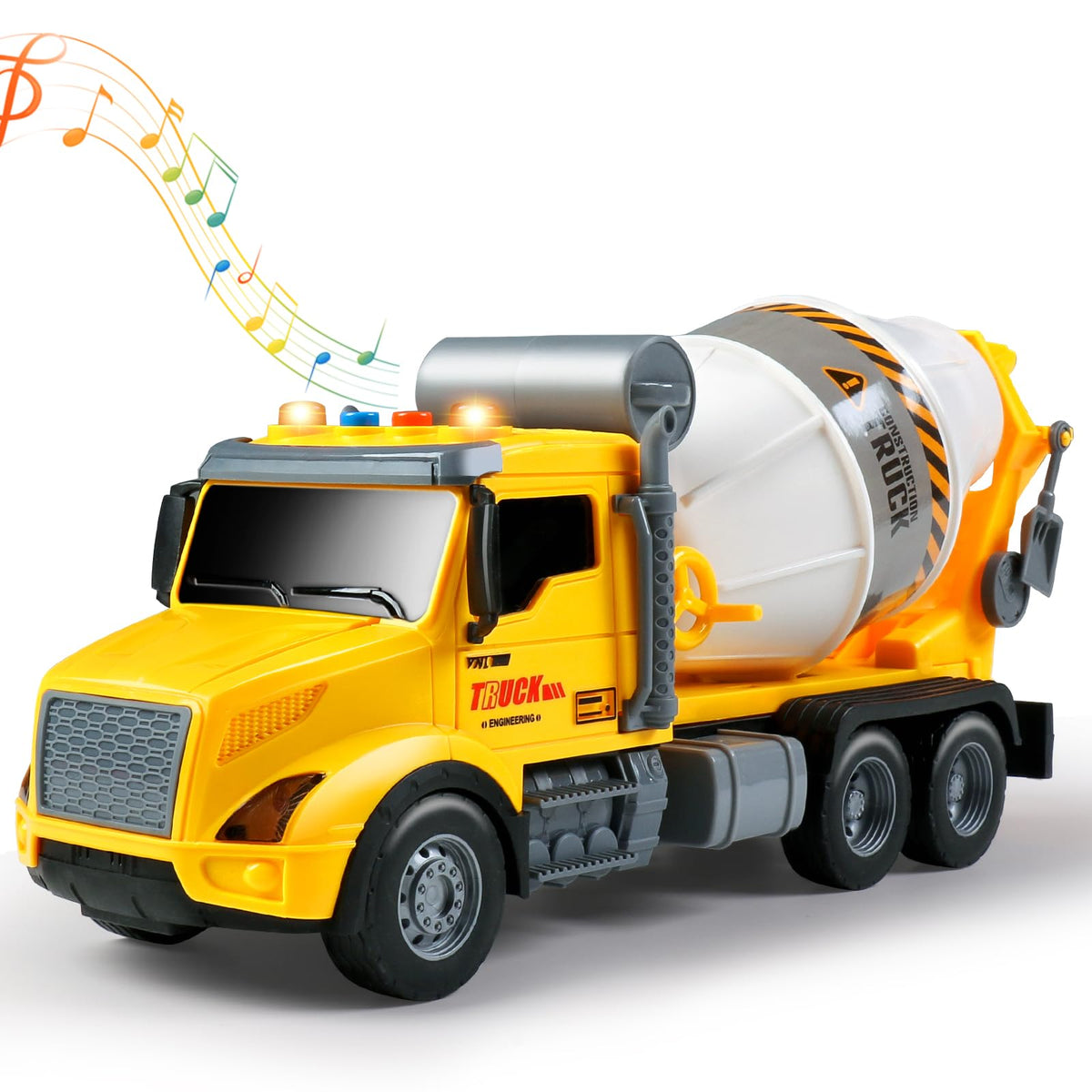 DWIRCTOYS Toddler Cement Mixer front view highlighting durable plastic construction for safe play.