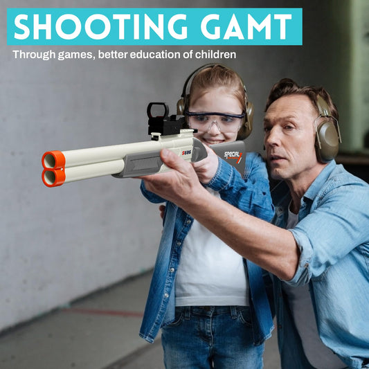 DWMTGS toy gun double barrel shotgun loading action demonstrates quick target practice.