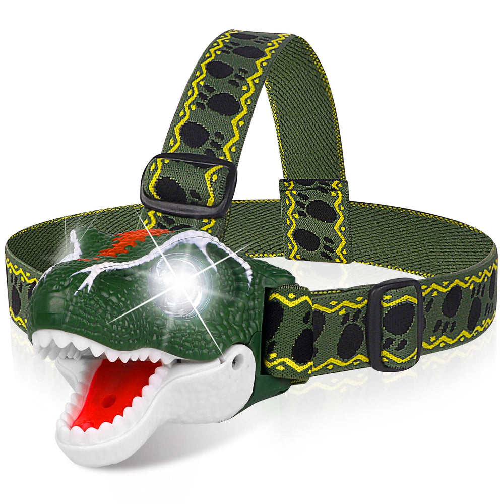 DX DA XIN Dinosaur Headlamp T-Rex front view lights up nighttime adventures for kids