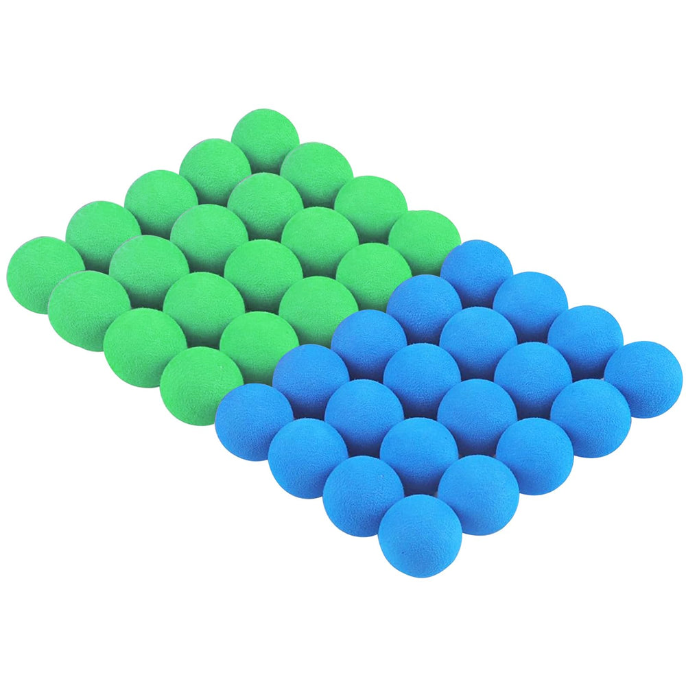 DX DA XIN foam balls blue-green pack front, soft indoor-safe ammo for blaster play