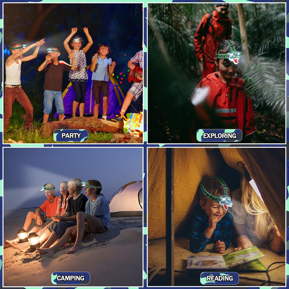 DX DA XIN headlamp displaying four lighting modes for versatile activities