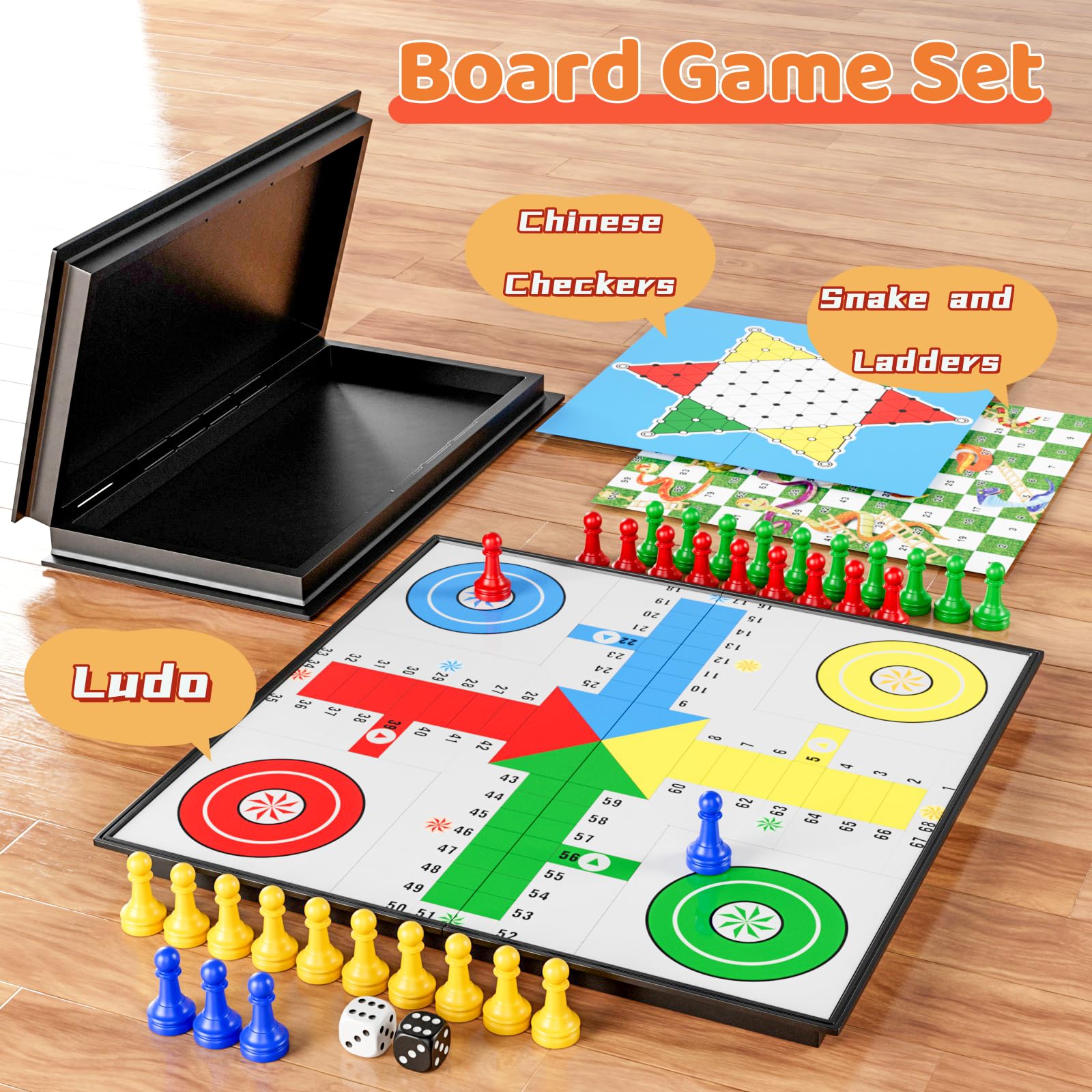 DY-GO 3in1 magnetic board set ludo board magnetic for secure, on-the-go games.