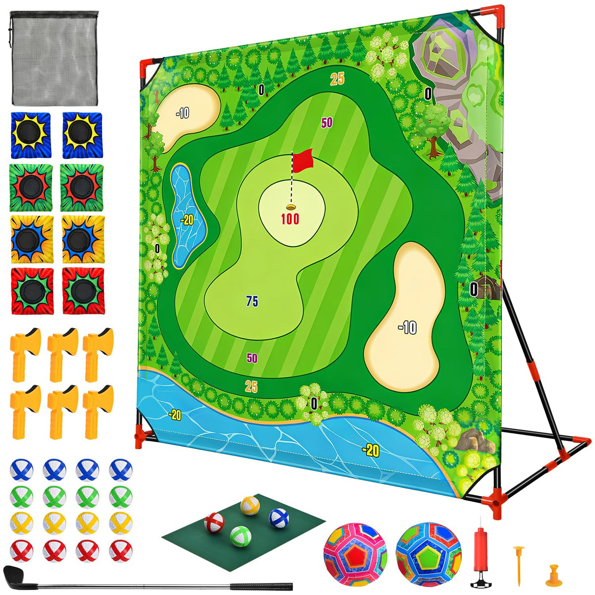 DyBaxa Golf Chipping Game mat 54x54 for portable backyard practice.