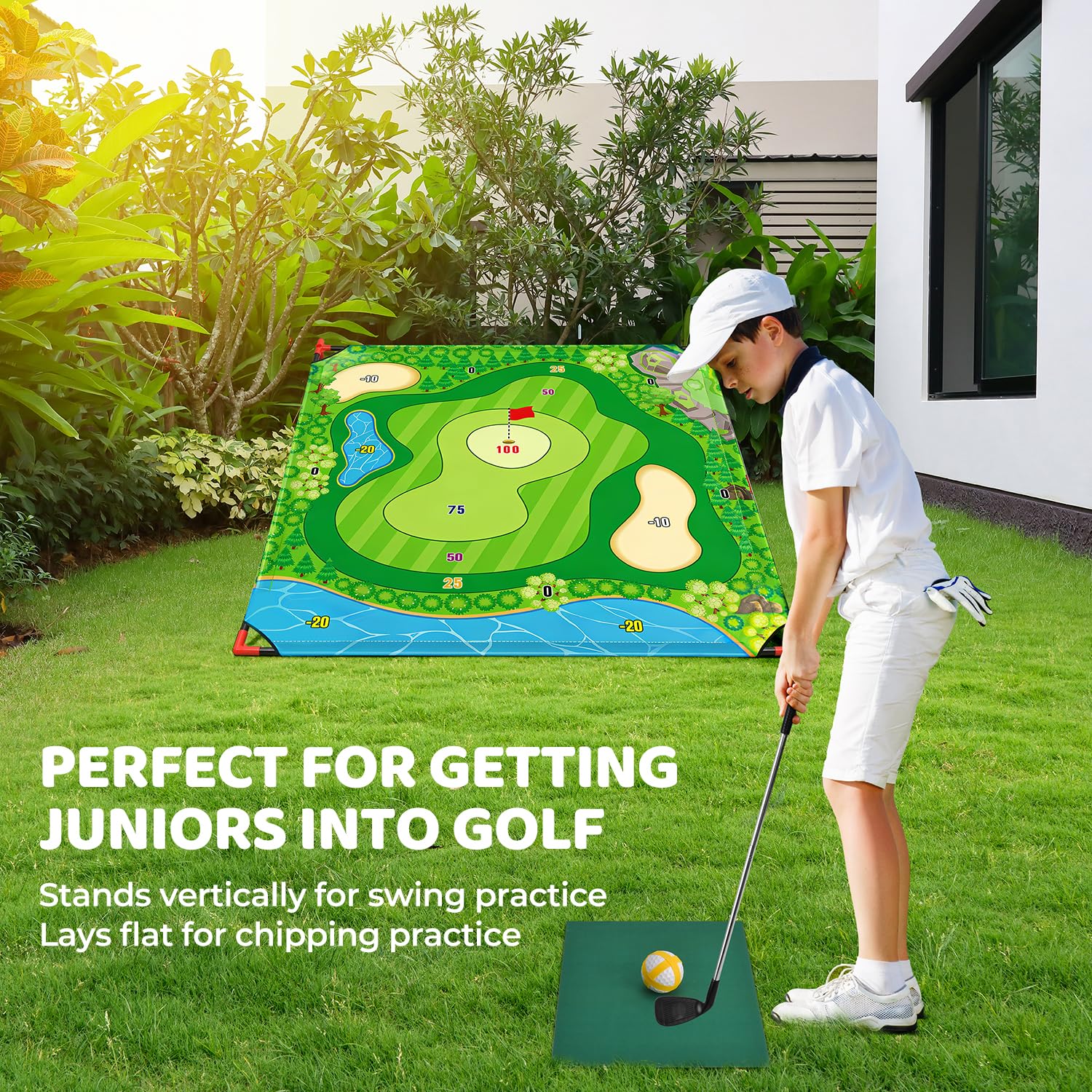 DyBaxa Golf Chipping Game 6 mini axes offer varied scoring options.