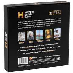 DYCE History Channel Trivia Game Arts & Culture cards on display for broad topics