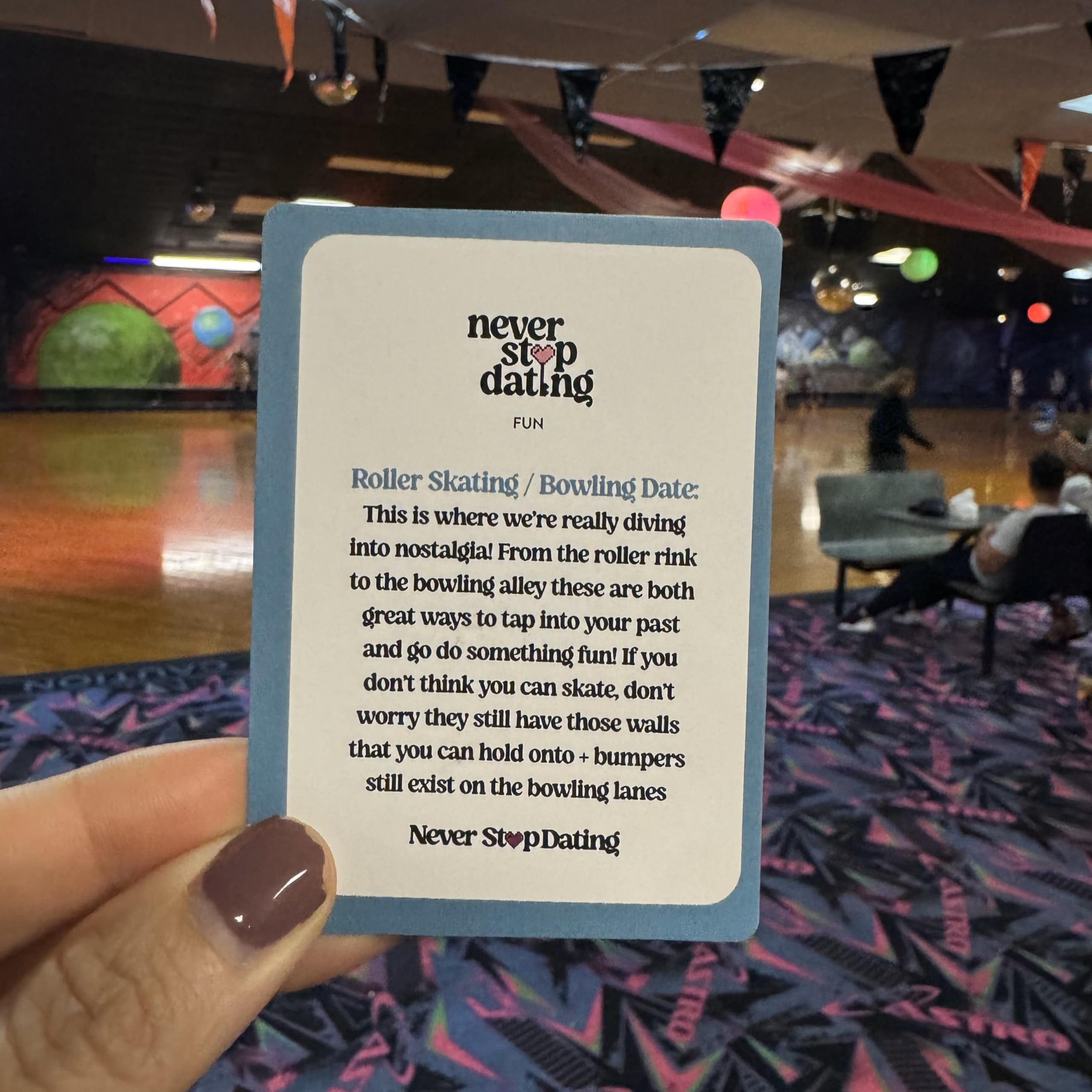 DYCE Never Stop Dating card deck provides diverse date night options.