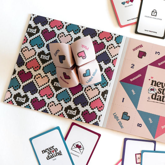 DYCE Never Stop Dating date cards offer romantic and spontaneous date ideas.