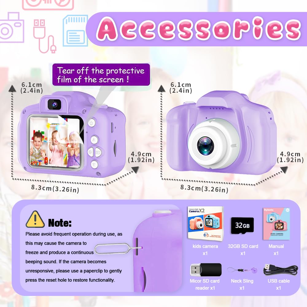 Dylanto Upgrade Kids Selfie Camera compact size ideal for small hands.