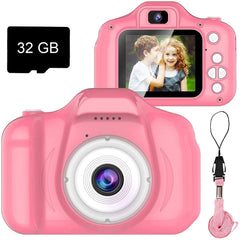 Dylanto Upgrade Kids Selfie Camera pink front view, compact and kid-friendly.
