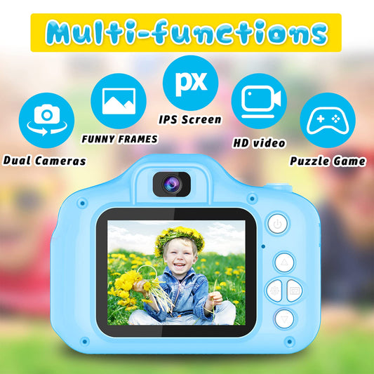 Dylanto Upgrade Kids Selfie Camera selfie mode blue enables easy two-person selfies