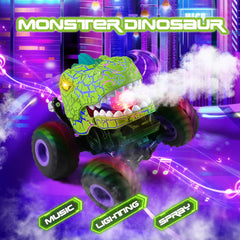 DYODYORC off-road dinosaur RC truck on varied terrain for outdoor fun