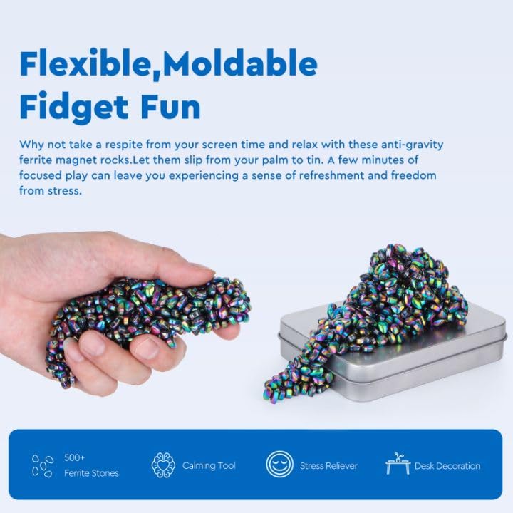 DYRDM ferrite stones in use at desk show how fidgeting can aid focus.