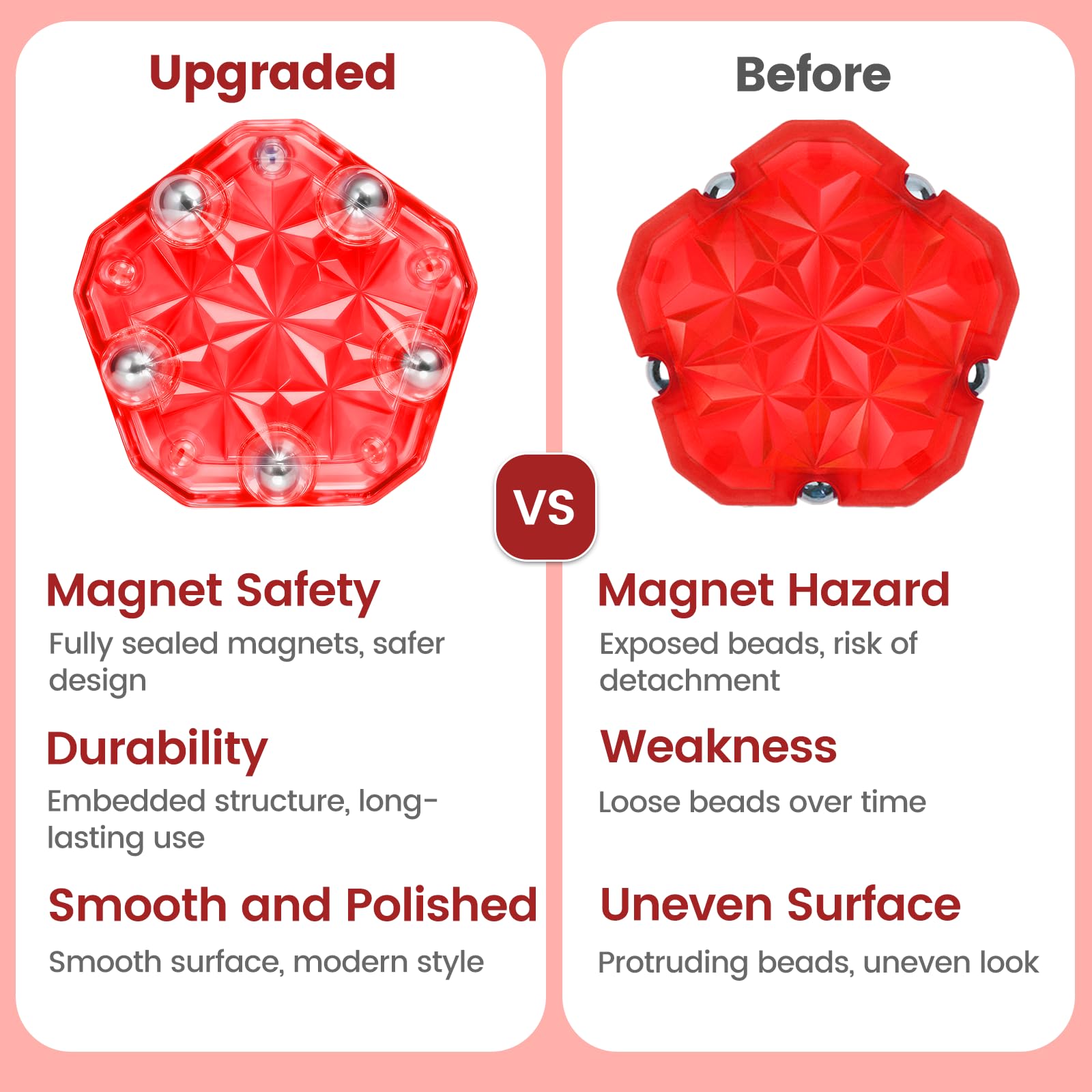 DYRDM Magnetic Fidget Sphere 12-pc set highlights embedded magnets for strong, stable connections.