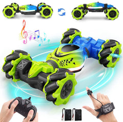 Dysaim Gesture RC Car front view with vibrant lights ready for action.