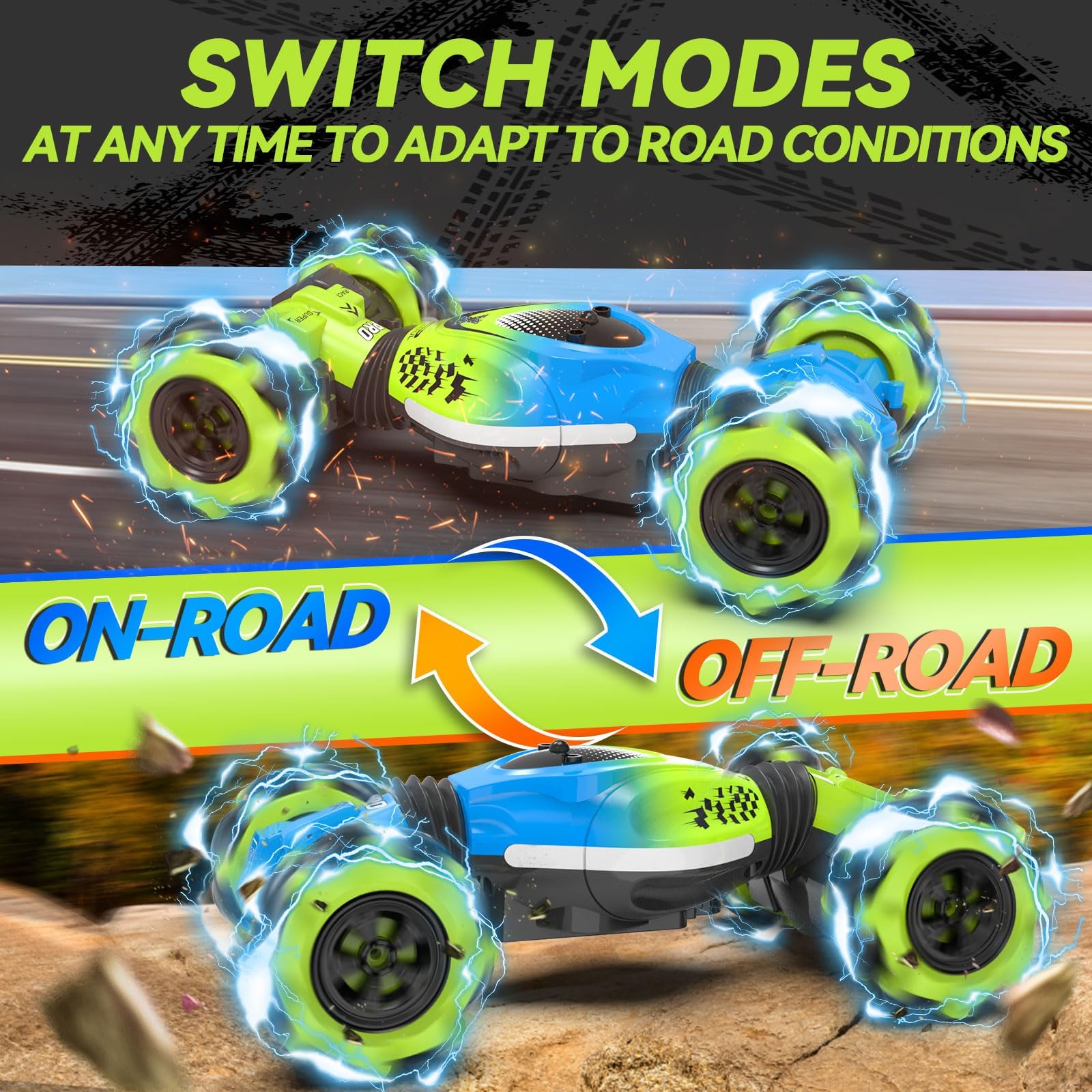 Dysaim Gesture RC Car side flip showcases stunt capability and agility.