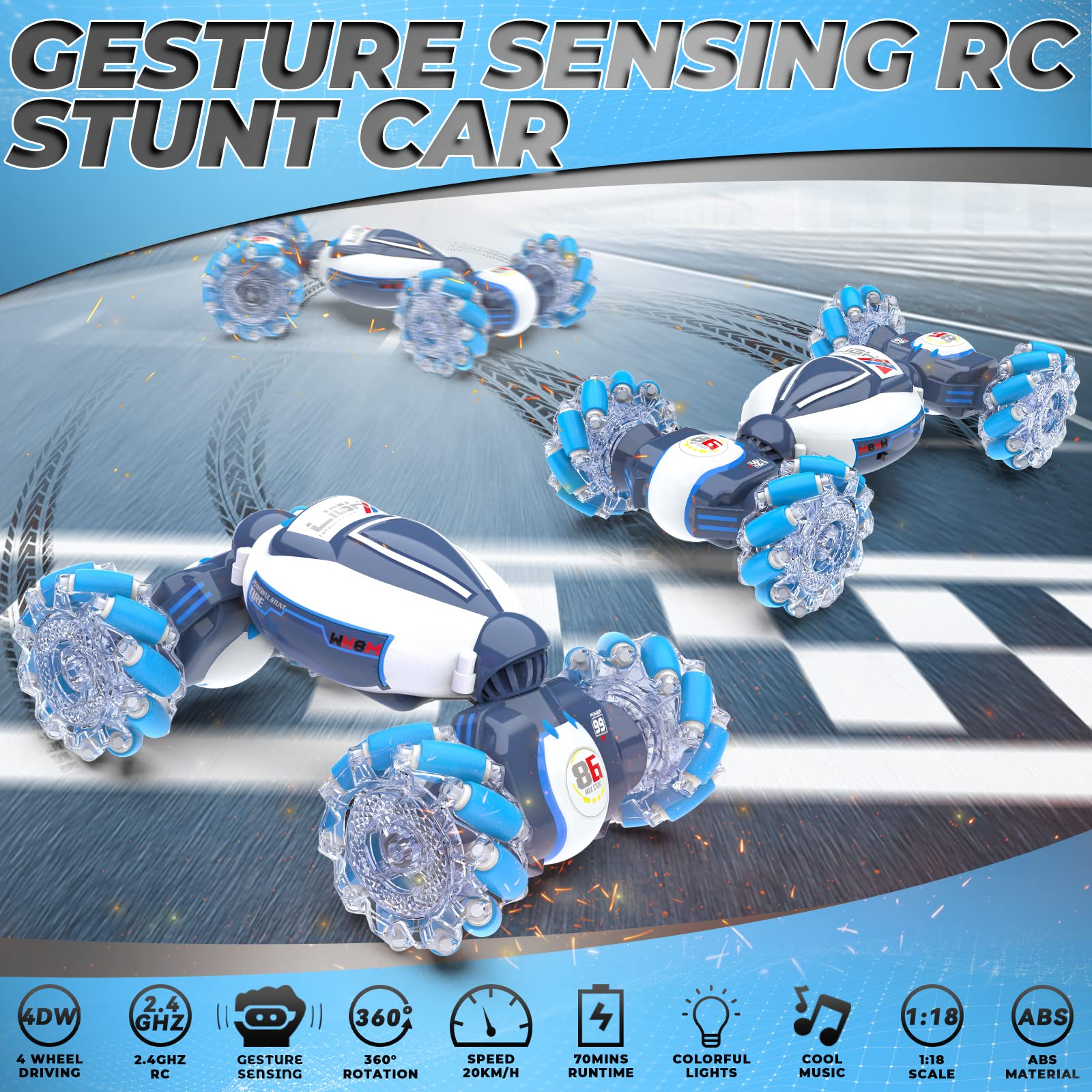 Dysaim Gesture Sensing RC Car with LED lights and music