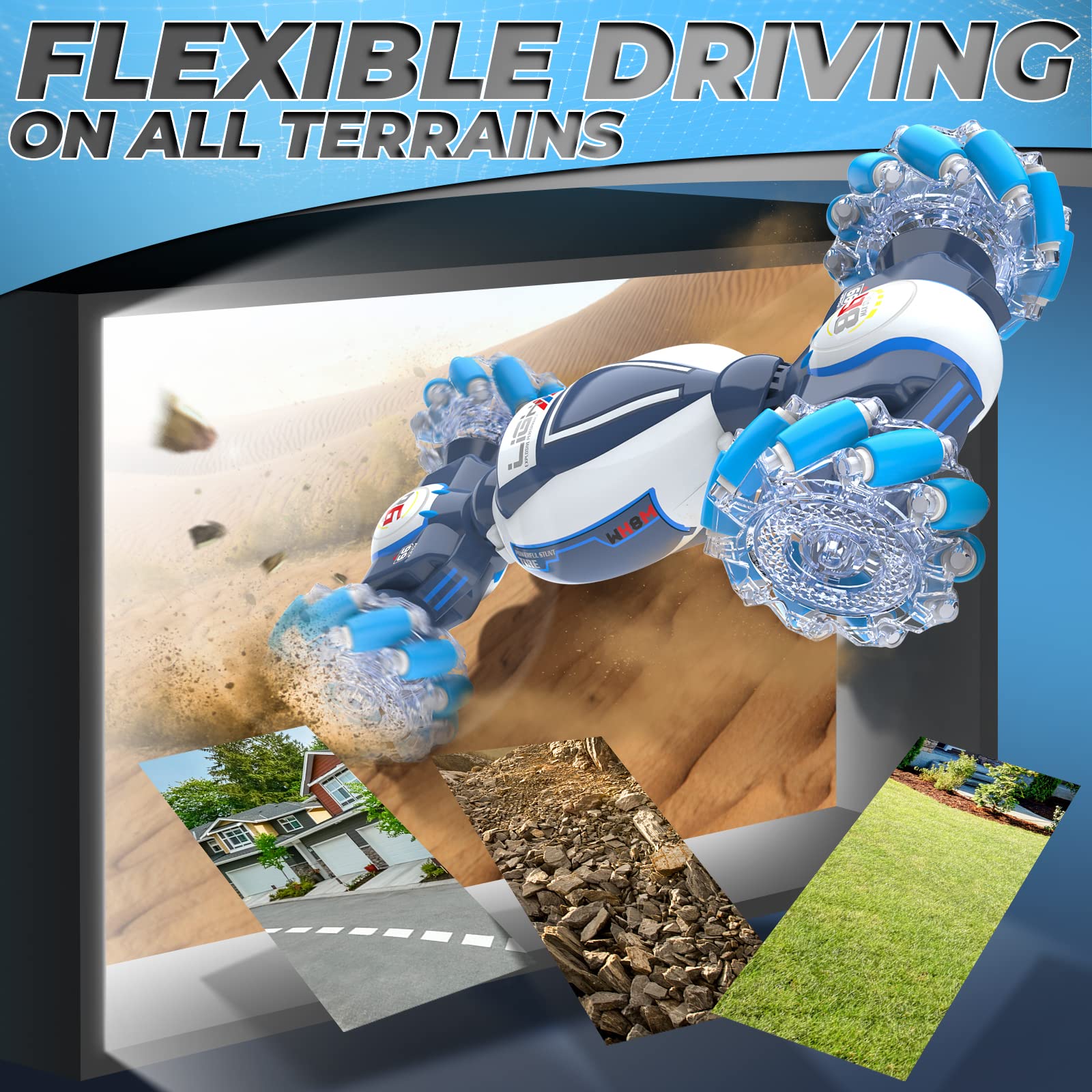 Dysaim RC car off-road mode on varied terrain