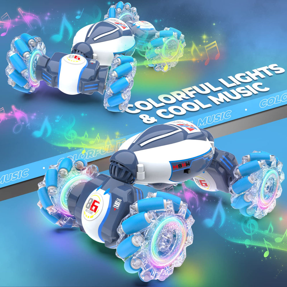 Dysaim Gesture Sensing RC Stunt Car side view shows rugged 4WD build
