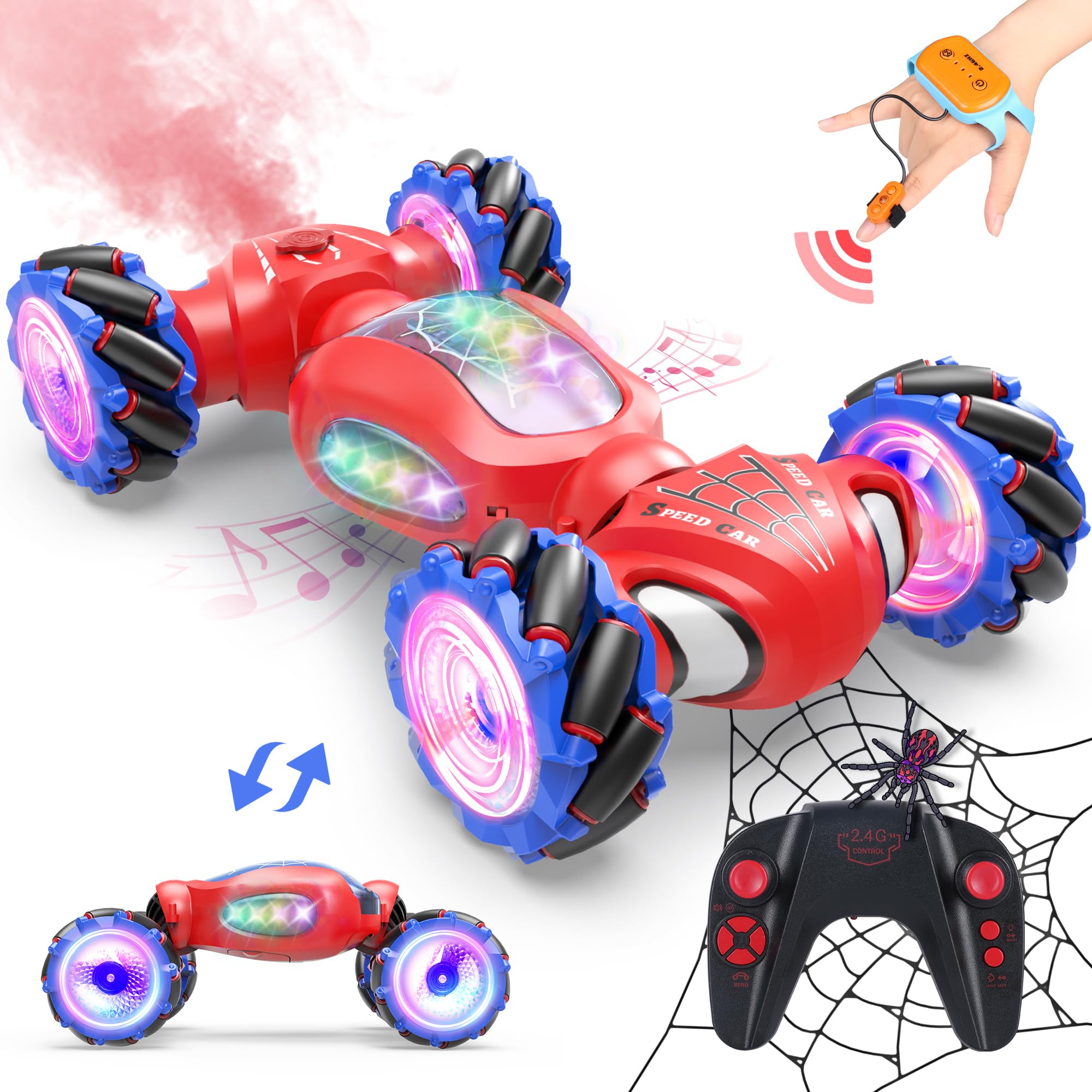 Dysaim Spider RC Car with gesture watch for hands-free control and swift stunts.