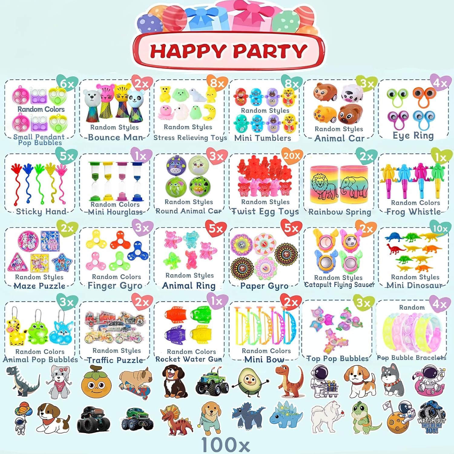DZLHQON classroom rewards treasures image highlighting diverse play pieces.