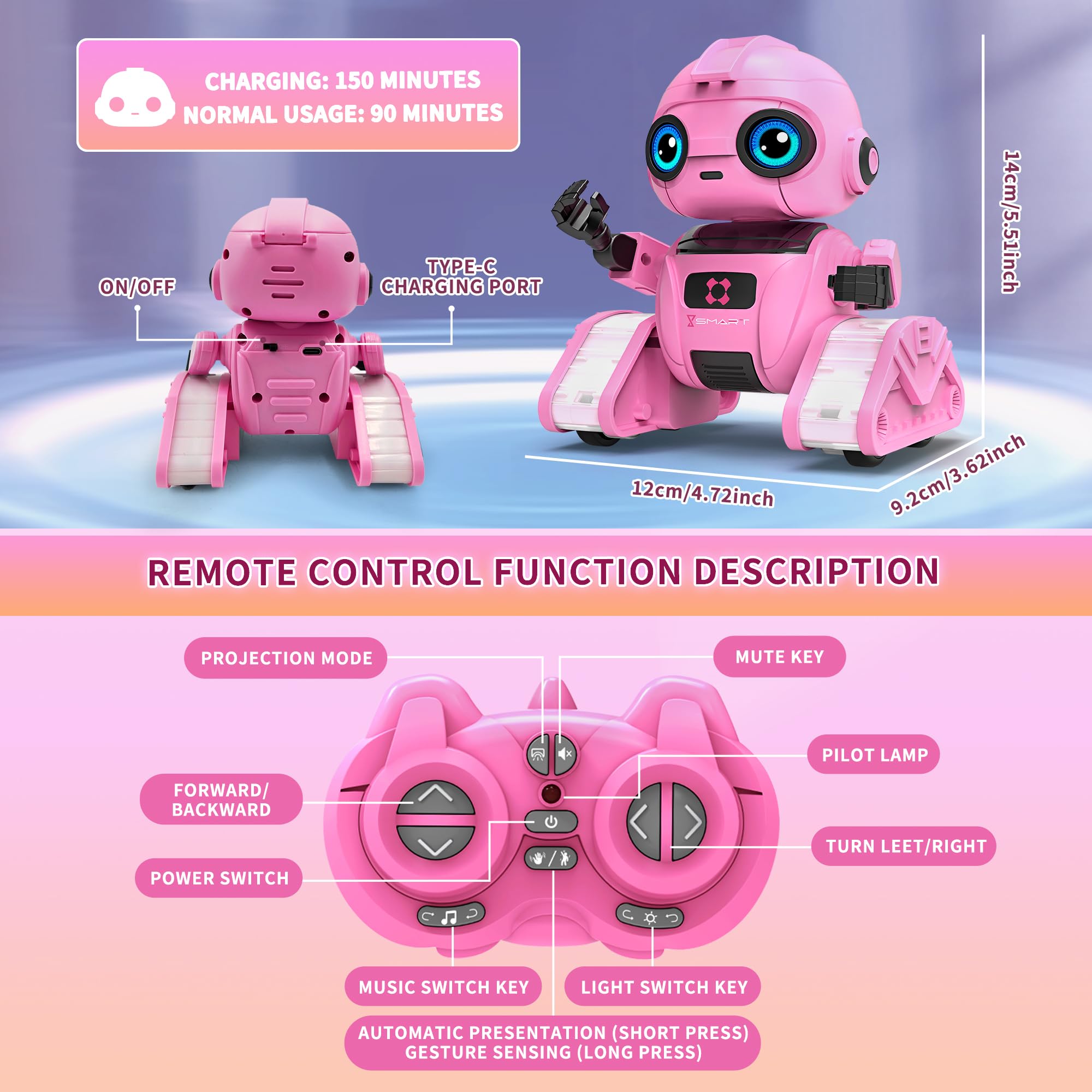 Dzxlin robot toy auto-demo shows spins and dances