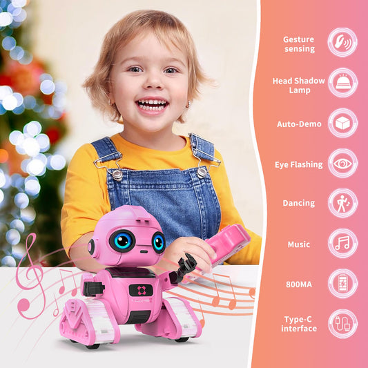 Dzxlin robot toy dances with colorful lighting for entertainment