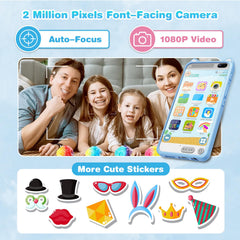 E teacher Kids Phone dual camera for photos and videos during play.