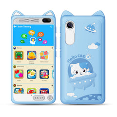 E teacher Kids Phone front blue view for interactive learning on the go.
