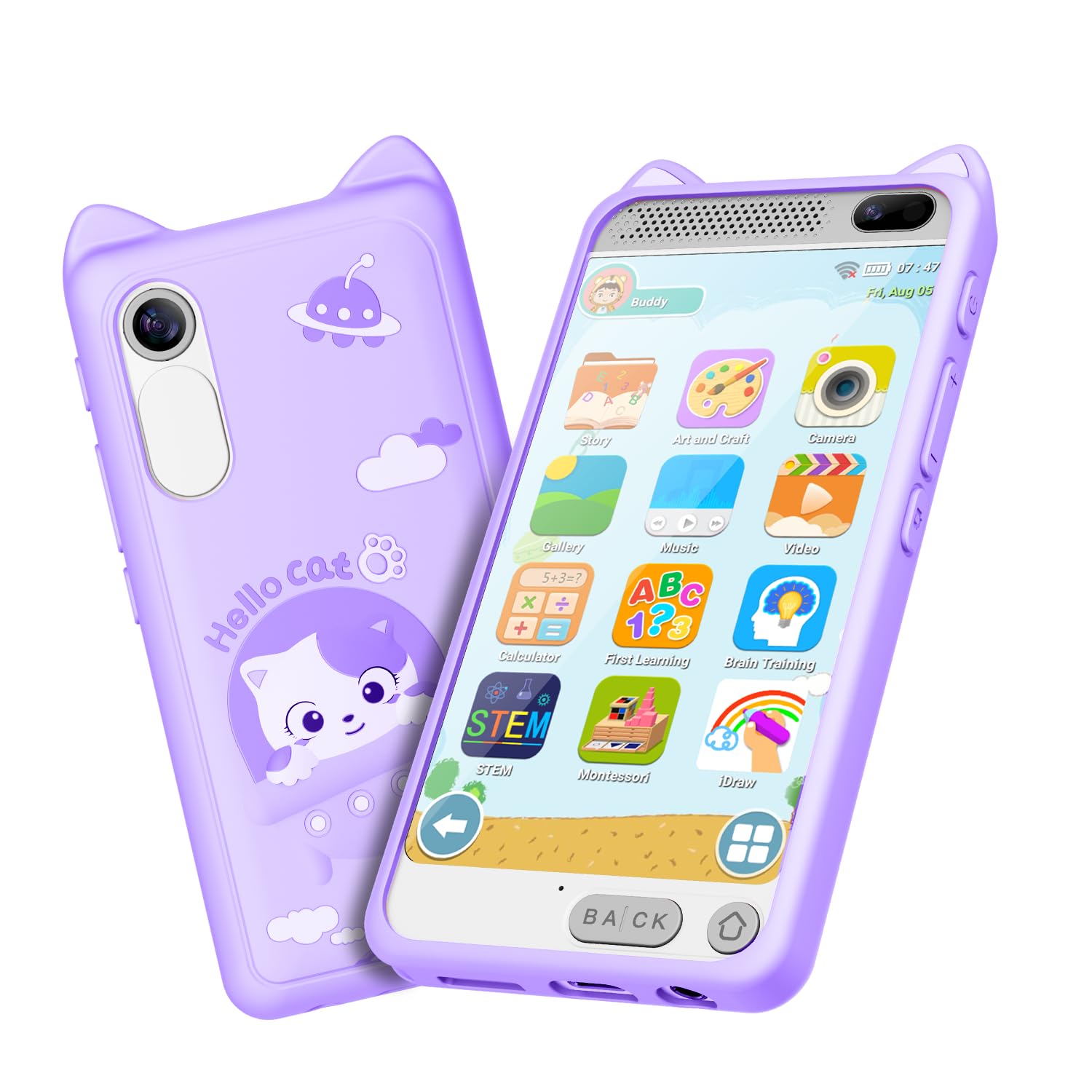 E teacher kids smartphone front camera for pretend play and photo learning