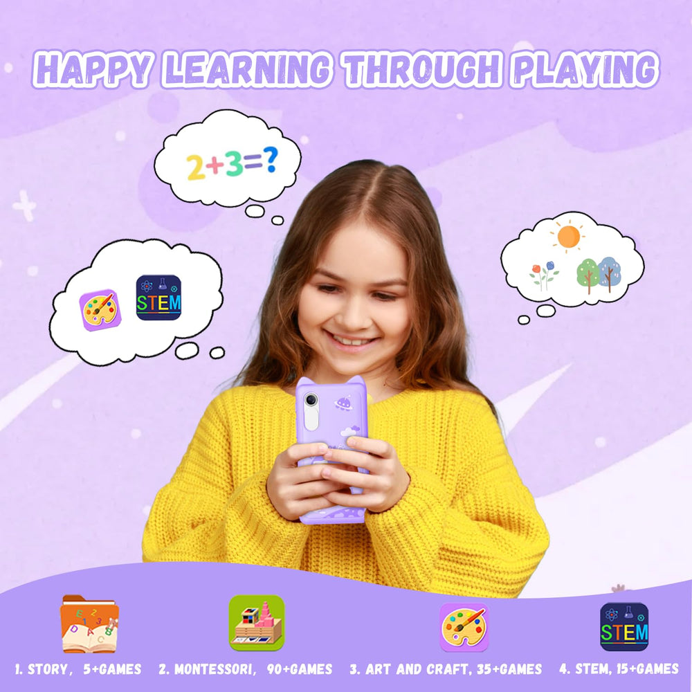 E teacher kids smartphone music player for private listening with headphones