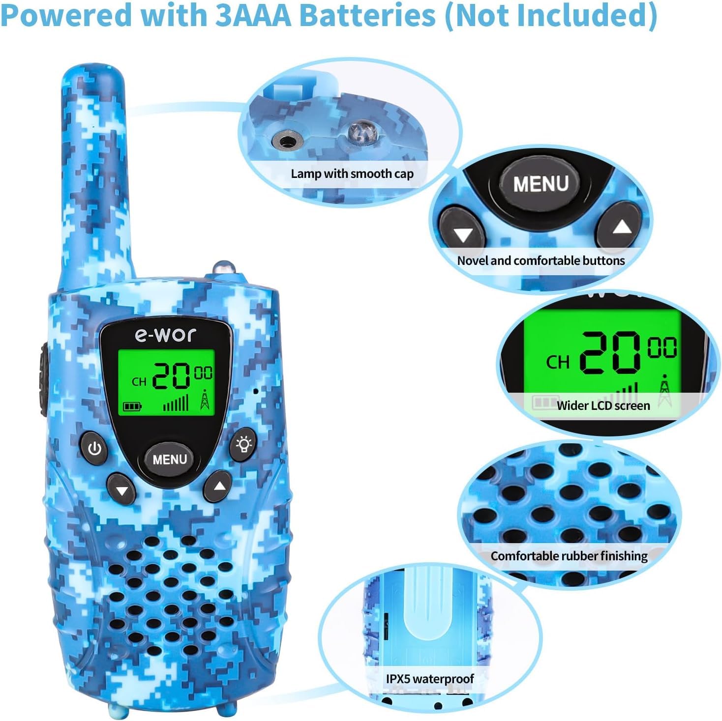 E-WOR Kids Walkie Talkies with long range up to four miles for outdoor adventures