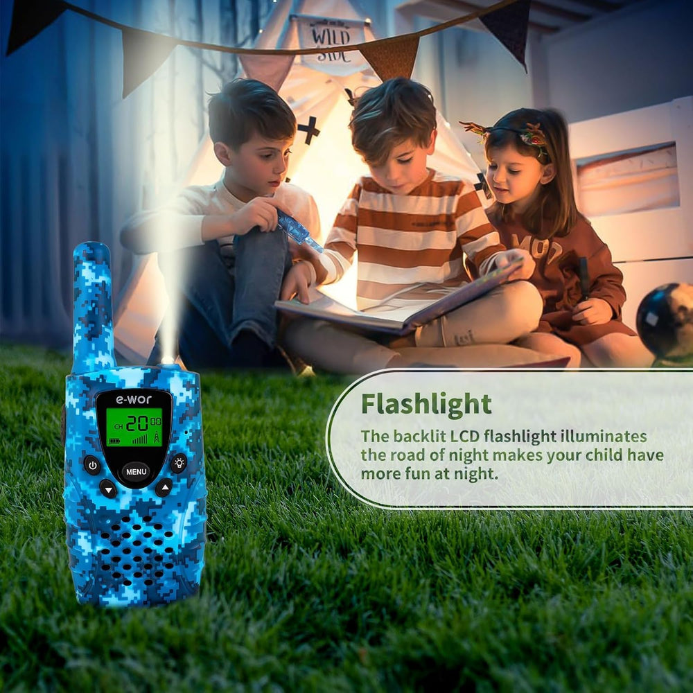 E-WOR Kids Walkie Talkies feature key lock to prevent channel changes