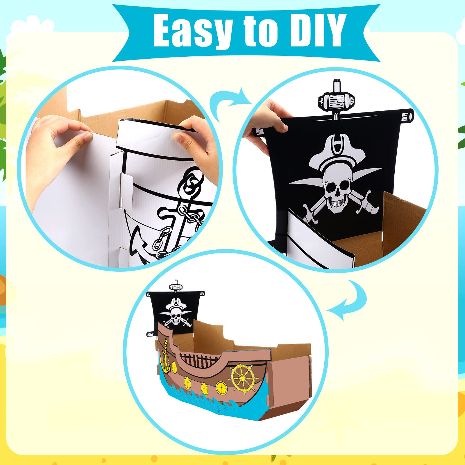 Eaasty pirate ship playhouse coloring details show vibrant paints and imagination.