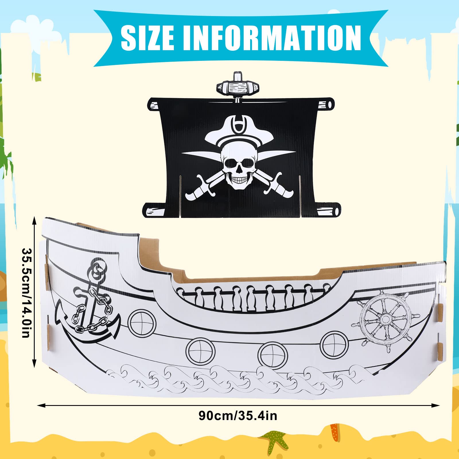 Eaasty pirate ship playhouse DIY kit invites kids to customize colors.