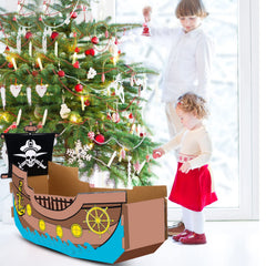 Eaasty pirate ship playhouse Halloween decoration ideas for a festive scene.
