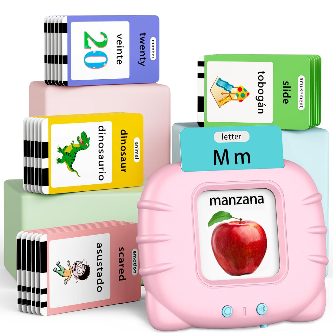 Eaever bilingual talking flash cards show 520 sight words for bilingual learning.